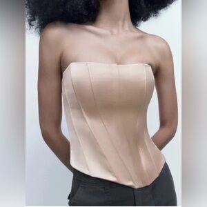 Zara Satin Effect Corset Bustier Top